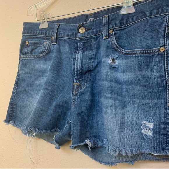 7 For All Mankind DIY Distressed Denim Shorts - Picture 2 of 10